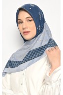 Hijab Segi 4 Voal Lasercut Azara Navy